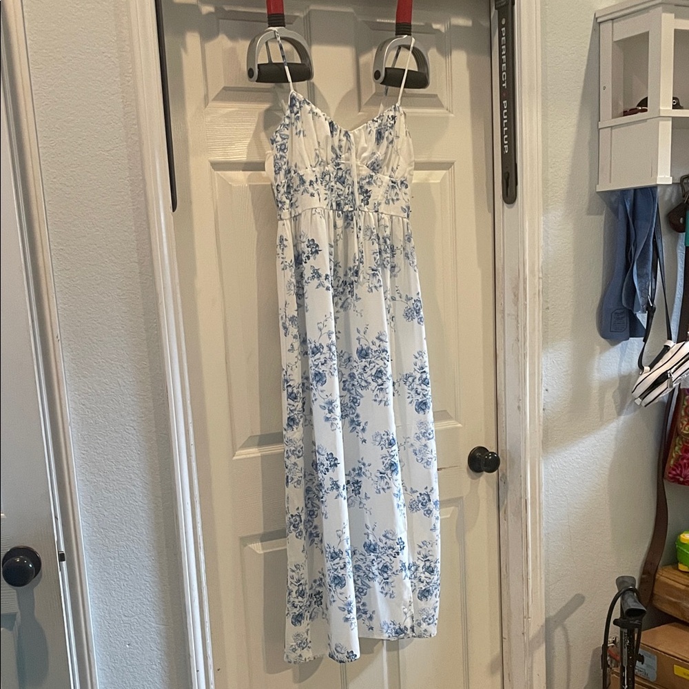 Inspired Hearts White and Blue Floral Dress